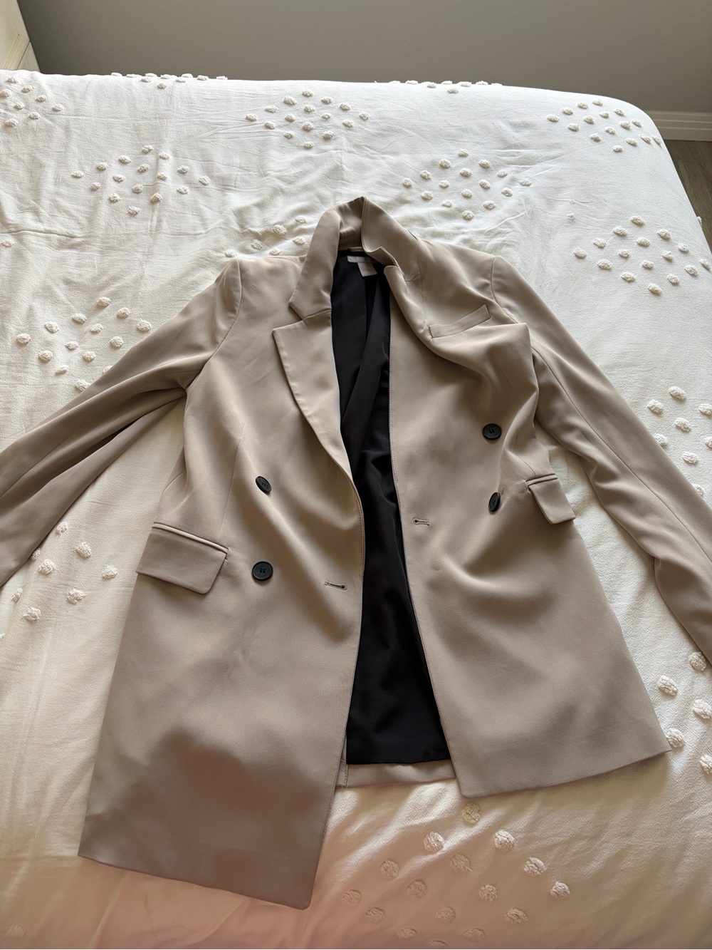 H&M Taupe Double-Breasted Blazer Jacket